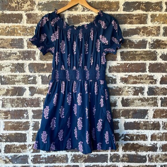 J. Crew Smocked puff-sleeve cotton poplin dress in budding branch print XS - Picture 8 of 9